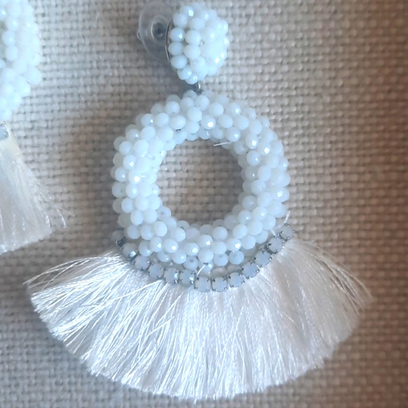 NWNT White Tassel Earrings - Picture 2 of 5